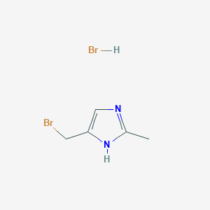 molecular formula C5H8Br2N2 B2613294 5-(Bromomethyl)-2-methyl-1H-imidazole;hydrobromide CAS No. 2411294-03-4