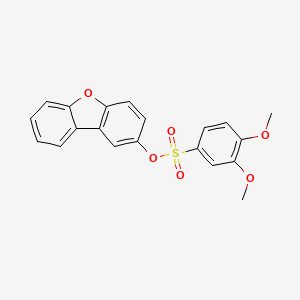 molecular formula C20H16O6S B2613296 二苯并呋喃-2-基 3,4-二甲氧基苯磺酸酯 CAS No. 865613-26-9