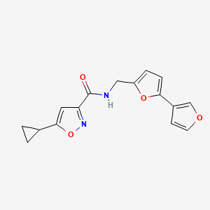 molecular formula C16H14N2O4 B2613309 N-([2,3'-联呋喃]-5-基甲基)-5-环丙基异恶唑-3-甲酰胺 CAS No. 2034442-15-2