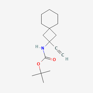 molecular formula C16H25NO2 B2613311 叔丁基 N-(2-乙炔螺[3.5]壬-2-基)氨基甲酸酯 CAS No. 2503209-17-2