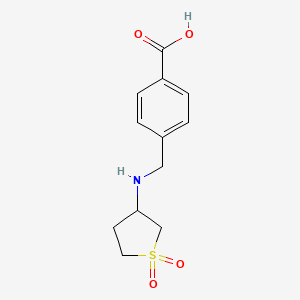 molecular formula C12H15NO4S B2613317 4-(((1,1-Dioxidotetrahydrothiophen-3-yl)amino)methyl)benzoic acid CAS No. 170938-29-1