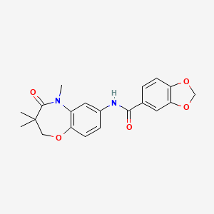 molecular formula C20H20N2O5 B2613326 N-(3,3,5-trimethyl-4-oxo-2,3,4,5-tetrahydrobenzo[b][1,4]oxazepin-7-yl)benzo[d][1,3]dioxole-5-carboxamide CAS No. 921587-04-4