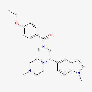 molecular formula C25H34N4O2 B2613329 4-ethoxy-N-(2-(1-methylindolin-5-yl)-2-(4-methylpiperazin-1-yl)ethyl)benzamide CAS No. 922089-39-2