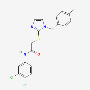 molecular formula C19H17Cl2N3OS B2613336 N-(3,4-dichlorophenyl)-2-[1-[(4-methylphenyl)methyl]imidazol-2-yl]sulfanylacetamide CAS No. 921079-88-1