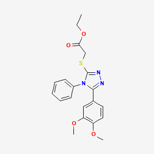 molecular formula C20H21N3O4S B2613348 ethyl 2-{[5-(3,4-dimethoxyphenyl)-4-phenyl-4H-1,2,4-triazol-3-yl]sulfanyl}acetate CAS No. 91759-72-7