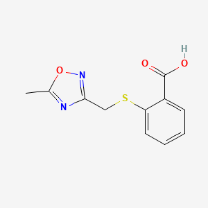 molecular formula C11H10N2O3S B2613353 2-{[(5-Methyl-1,2,4-oxadiazol-3-yl)methyl]sulfanyl}benzoic acid CAS No. 941378-49-0