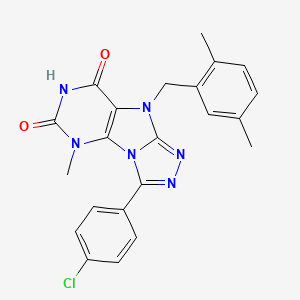 molecular formula C22H19ClN6O2 B2613355 3-(4-氯苯基)-9-(2,5-二甲基苄基)-5-甲基-5H-[1,2,4]三唑并[4,3-e]嘌呤-6,8(7H,9H)-二酮 CAS No. 921549-12-4
