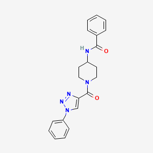 molecular formula C21H21N5O2 B2613364 N-(1-(1-苯基-1H-1,2,3-三唑-4-羰基)哌啶-4-基)苯甲酰胺 CAS No. 1251695-81-4