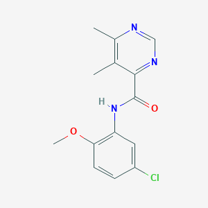 molecular formula C14H14ClN3O2 B2613370 N-(5-Chloro-2-methoxyphenyl)-5,6-dimethylpyrimidine-4-carboxamide CAS No. 2380078-24-8