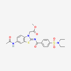 molecular formula C23H26N4O6S2 B2613372 Methyl 2-[6-acetamido-2-[4-(diethylsulfamoyl)benzoyl]imino-1,3-benzothiazol-3-yl]acetate CAS No. 941997-28-0