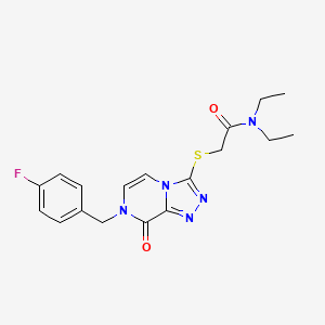molecular formula C18H20FN5O2S B2613380 N,N-diethyl-2-((7-(4-fluorobenzyl)-8-oxo-7,8-dihydro-[1,2,4]triazolo[4,3-a]pyrazin-3-yl)thio)acetamide CAS No. 1226440-93-2