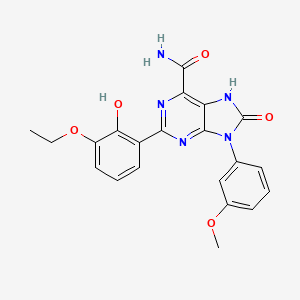 molecular formula C21H19N5O5 B2613388 2-(3-ethoxy-2-hydroxyphenyl)-9-(3-methoxyphenyl)-8-oxo-8,9-dihydro-7H-purine-6-carboxamide CAS No. 899970-81-1