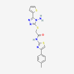 2-{[4-amino-5-(thiophen-2-yl)-4H-1,2,4-triazol-3-yl]sulfanyl}-N-[4-(4-methylphenyl)-1,3-thiazol-2-yl]acetamide