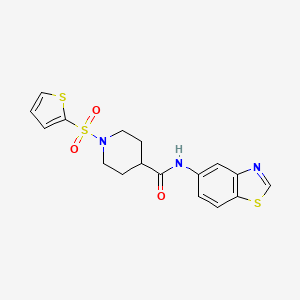 molecular formula C17H17N3O3S3 B2613395 N-(苯并[d]噻唑-5-基)-1-(噻吩-2-基磺酰基)哌啶-4-甲酰胺 CAS No. 941966-41-2