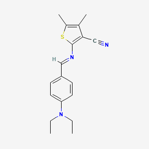 molecular formula C18H21N3S B2613398 (E)-2-((4-(diethylamino)benzylidene)amino)-4,5-dimethylthiophene-3-carbonitrile CAS No. 321945-15-7