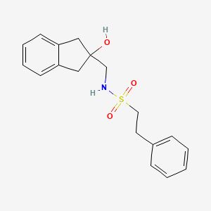 molecular formula C18H21NO3S B2613402 N-((2-羟基-2,3-二氢-1H-茚-2-基)甲基)-2-苯乙磺酰胺 CAS No. 2034408-37-0