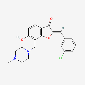 molecular formula C21H21ClN2O3 B2613410 (Z)-2-(3-chlorobenzylidene)-6-hydroxy-7-((4-methylpiperazin-1-yl)methyl)benzofuran-3(2H)-one CAS No. 899394-30-0