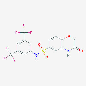 molecular formula C16H10F6N2O4S B261342 N-[3,5-bis(trifluoromethyl)phenyl]-3-oxo-3,4-dihydro-2H-1,4-benzoxazine-6-sulfonamide 