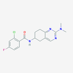 molecular formula C17H18ClFN4O B2613427 2-氯-N-[2-(二甲氨基)-5,6,7,8-四氢喹唑啉-6-基]-4-氟苯甲酰胺 CAS No. 2097929-97-8