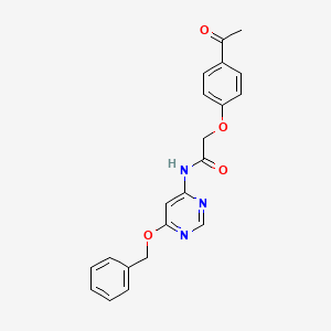 molecular formula C21H19N3O4 B2613431 2-(4-acetylphenoxy)-N-(6-(benzyloxy)pyrimidin-4-yl)acetamide CAS No. 1396583-57-5