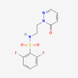 molecular formula C12H11F2N3O3S B2613446 2,6-difluoro-N-(2-(6-oxopyridazin-1(6H)-yl)ethyl)benzenesulfonamide CAS No. 1210769-21-3