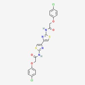 molecular formula C22H16Cl2N4O4S2 B2613451 2-(4-chlorophenoxy)-N-[4-[2-[[2-(4-chlorophenoxy)acetyl]amino]-1,3-thiazol-4-yl]-1,3-thiazol-2-yl]acetamide CAS No. 476627-95-9