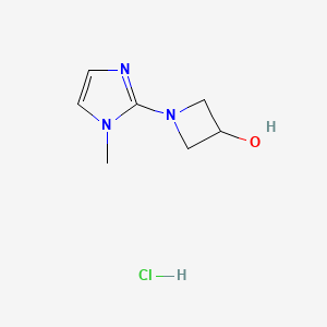 molecular formula C7H12ClN3O B2613455 1-(1-甲基咪唑-2-基)氮杂环丁-3-醇；盐酸盐 CAS No. 2551118-15-9