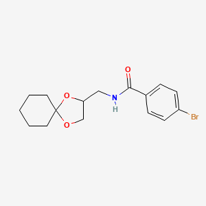 molecular formula C16H20BrNO3 B2613456 N-(1,4-二氧杂螺[4.5]癸烷-2-基甲基)-4-溴苯甲酰胺 CAS No. 923232-86-4