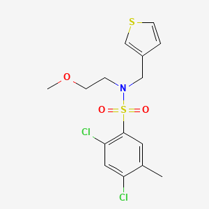 molecular formula C15H17Cl2NO3S2 B2613482 2,4-二氯-N-(2-甲氧基乙基)-5-甲基-N-(噻吩-3-基甲基)苯磺酰胺 CAS No. 1219911-98-4