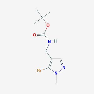 molecular formula C10H16BrN3O2 B2613492 叔丁基N-[(5-溴-1-甲基吡唑-4-基)甲基]氨基甲酸酯 CAS No. 2490398-72-4