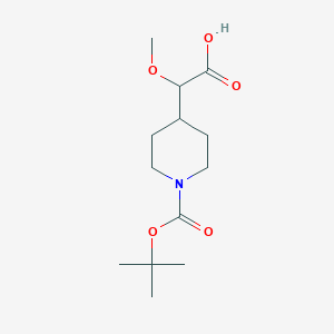 molecular formula C13H23NO5 B2613502 2-甲氧基-2-[1-[(2-甲基丙烷-2-基)氧羰基]哌啶-4-基]乙酸 CAS No. 1893601-72-3