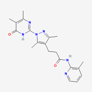 molecular formula C20H24N6O2 B2613505 3-(1-(4,5-dimethyl-6-oxo-1,6-dihydropyrimidin-2-yl)-3,5-dimethyl-1H-pyrazol-4-yl)-N-(3-methylpyridin-2-yl)propanamide CAS No. 1171552-32-1