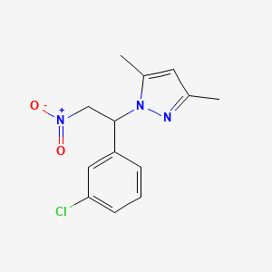 molecular formula C13H14ClN3O2 B2613512 1-[1-(3-Chlorophenyl)-2-nitroethyl]-3,5-dimethylpyrazole CAS No. 956612-14-9