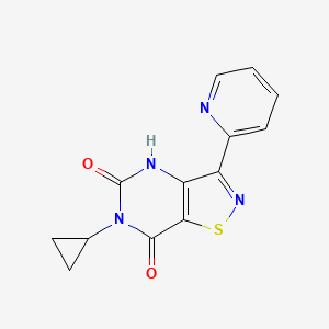 molecular formula C13H10N4O2S B2613523 6-cyclopropyl-3-(pyridin-2-yl)[1,2]thiazolo[4,5-d]pyrimidine-5,7(4H,6H)-dione CAS No. 1325307-25-2