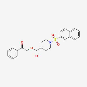 molecular formula C24H23NO5S B2613531 2-氧代-2-苯乙基 1-(萘-2-磺酰基)哌啶-4-羧酸酯 CAS No. 326907-88-4