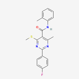 molecular formula C20H18FN3OS B2613543 2-(4-fluorophenyl)-4-methyl-N-(2-methylphenyl)-6-(methylsulfanyl)pyrimidine-5-carboxamide CAS No. 1211224-52-0