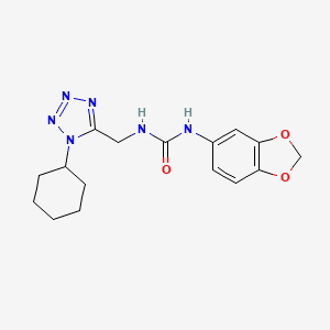 molecular formula C16H20N6O3 B2613545 1-(苯并[d][1,3]二氧杂环-5-基)-3-((1-环己基-1H-四唑-5-基)甲基)脲 CAS No. 921151-05-5