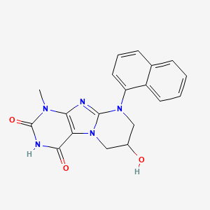 molecular formula C19H17N5O3 B2613551 7-hydroxy-1-methyl-9-naphthalen-1-yl-7,8-dihydro-6H-purino[7,8-a]pyrimidine-2,4-dione CAS No. 303969-24-6