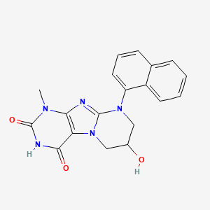 molecular formula C19H17N5O3 B2613551 7-羟基-1-甲基-9-萘-1-基-7,8-二氢-6H-嘌呤[7,8-a]嘧啶-2,4-二酮 CAS No. 303969-24-6