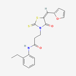 molecular formula C19H18N2O3S2 B2613553 (E)-N-(2-乙基苯基)-3-(5-(呋喃-2-基亚甲基)-4-氧代-2-硫代噻唑烷-3-基)丙酰胺 CAS No. 682783-40-0