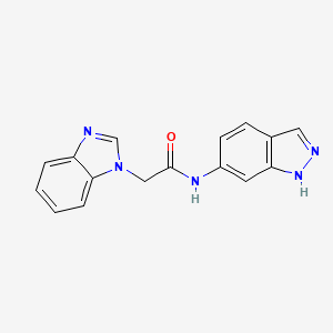 molecular formula C16H13N5O B2613562 2-(1H-苯并[d]咪唑-1-基)-N-(1H-吲唑-6-基)乙酰胺 CAS No. 1226428-94-9