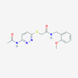 molecular formula C16H18N4O3S B2613564 2-((6-乙酰氨基哒嗪-3-基)硫代)-N-(2-甲氧基苄基)乙酰胺 CAS No. 1021060-54-7