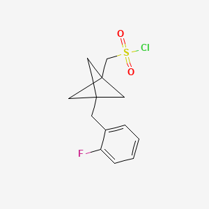 molecular formula C13H14ClFO2S B2613578 [3-[(2-Fluorophenyl)methyl]-1-bicyclo[1.1.1]pentanyl]methanesulfonyl chloride CAS No. 2287300-14-3