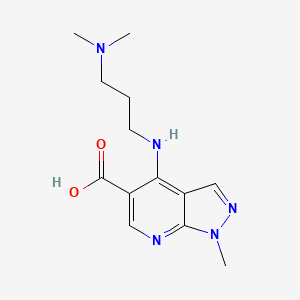 molecular formula C13H19N5O2 B2613584 4-{[3-(dimethylamino)propyl]amino}-1-methyl-1H-pyrazolo[3,4-b]pyridine-5-carboxylic acid CAS No. 685109-23-3