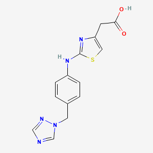 molecular formula C14H13N5O2S B2613597 (2-{[4-(1H-1,2,4-triazol-1-ylmethyl)phenyl]amino}-1,3-thiazol-4-yl)acetic acid CAS No. 1630861-11-8