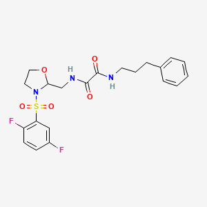 molecular formula C21H23F2N3O5S B2613600 N1-((3-((2,5-difluorophenyl)sulfonyl)oxazolidin-2-yl)methyl)-N2-(3-phenylpropyl)oxalamide CAS No. 868983-52-2