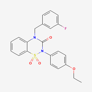 molecular formula C22H19FN2O4S B2613604 2-(4-ethoxyphenyl)-4-(3-fluorobenzyl)-2H-benzo[e][1,2,4]thiadiazin-3(4H)-one 1,1-dioxide CAS No. 899998-78-8