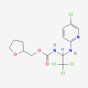 molecular formula C13H15Cl4N3O3 B2613606 (Tetrahydrofuran-2-yl)methyl (2,2,2-trichloro-1-((5-chloropyridin-2-yl)amino)ethyl)carbamate CAS No. 380351-60-0