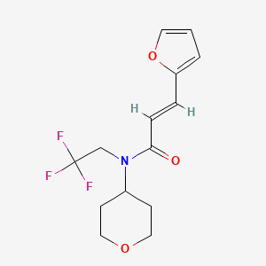 molecular formula C14H16F3NO3 B2613607 (E)-3-(furan-2-yl)-N-(tetrahydro-2H-pyran-4-yl)-N-(2,2,2-trifluoroethyl)acrylamide CAS No. 1396892-09-3