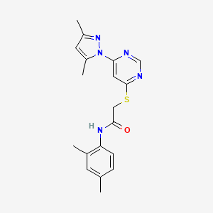 molecular formula C19H21N5OS B2613610 2-((6-(3,5-dimethyl-1H-pyrazol-1-yl)pyrimidin-4-yl)thio)-N-(2,4-dimethylphenyl)acetamide CAS No. 1251614-58-0